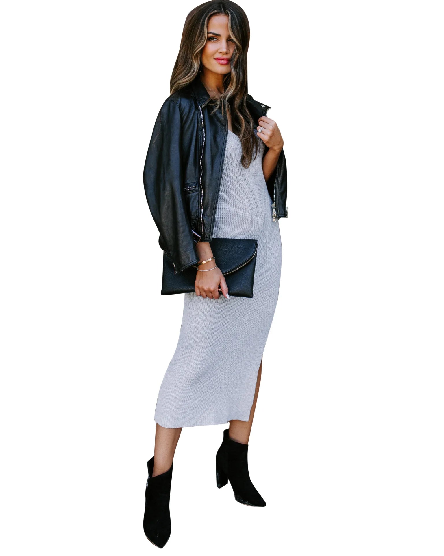 Autumn and Winter New Women's Clothing Tight Knitted Sweater Fork Dress Bottoming Dress for Women - Colouronova