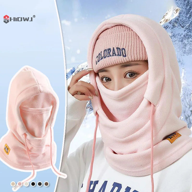 1Pcs Winter Warm Hat Beanies W/ Mask Neck Warmer 4-in-1 Windproof Balaclava For Men Women Cycling Cold Weather Protection Cap - Colouronova