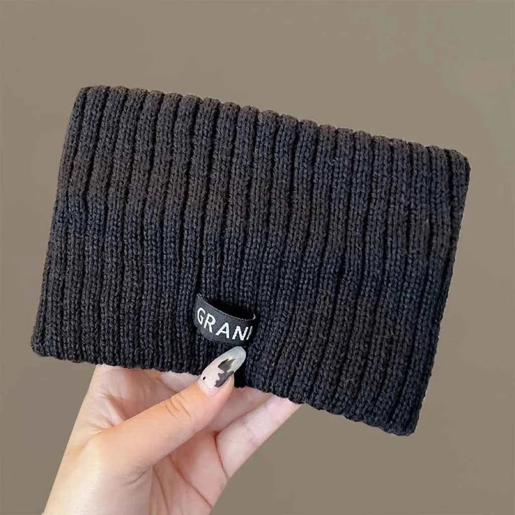 Autumn and Winter Knitted Headband Female Letter Wide Edge Wool Hat Headband Ponytail Hair Headdress Sports Headband