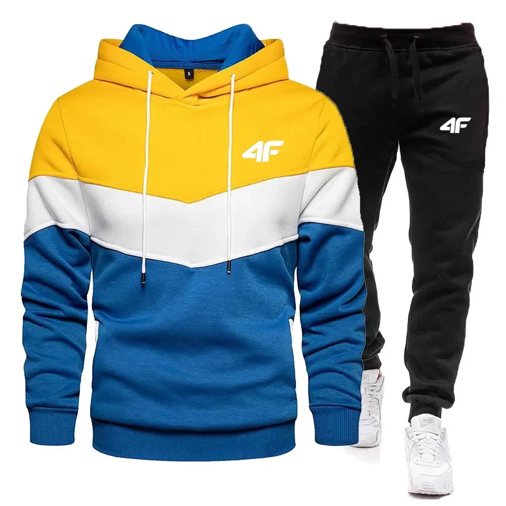 2025 Men's Warm Tracksuit Set 2Pcs, Winter Thick Fleece Hoodie & Jogger Pants, Plus Size Hip Hop Streetwear Casual Sportswear Su - Colouronova