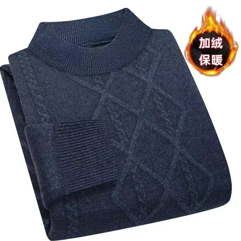 2025 Men's Autumn Winter Warm Sweater Solid Pullovers Male Thick Jumpers Knitwear Round Neck Casual Clothing Knitted Sweater Men - Colouronova