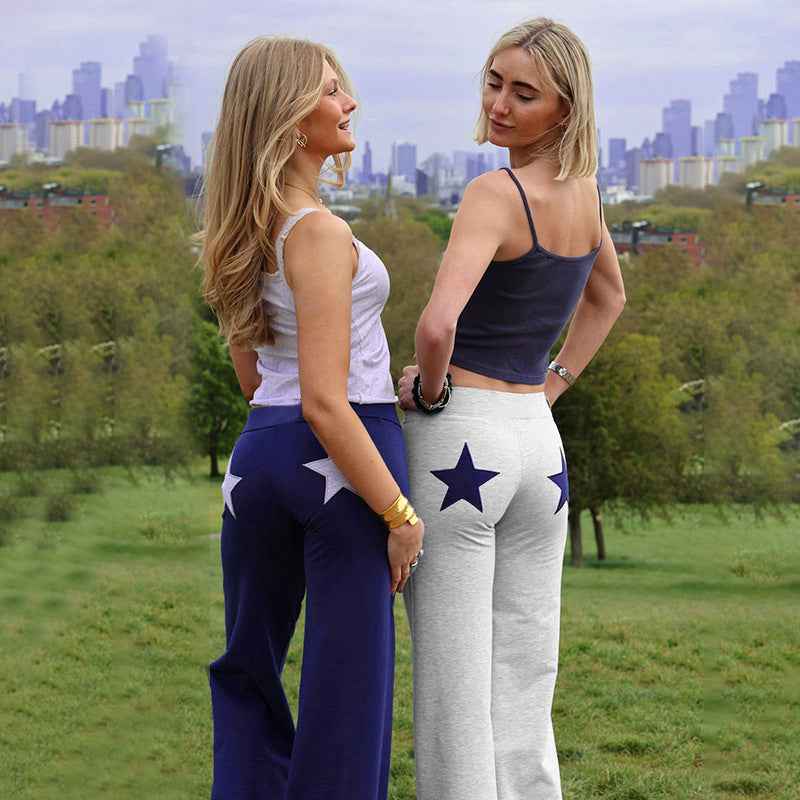 Embroidered Star Print Casual Pants