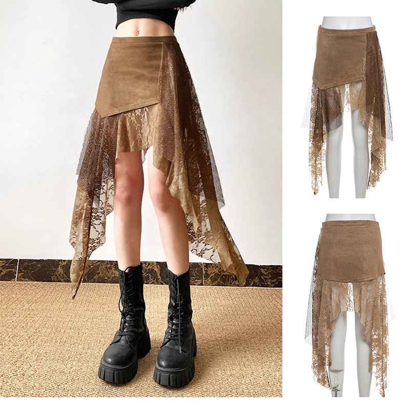 Asymmetrical High Waist A-Line Skirt