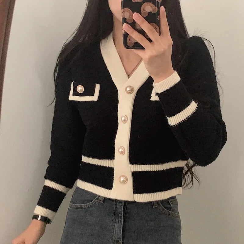 Retro Women Cardigan Jacket Autumn Winter Women's Knitted Sweater Single-breasted Long Sleeve Knitwear Outerwear - Colouronova