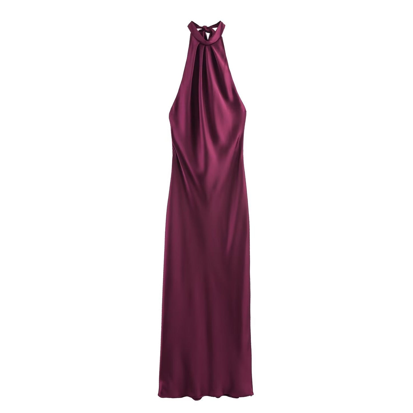 Women's Satin Halter Neck Dress Colouronova