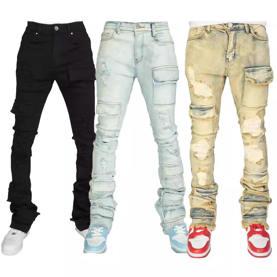 Straight-fit stretch denim pants Colouronova