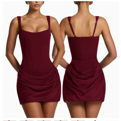 Elegant Pleated Vest Dress Colouronova