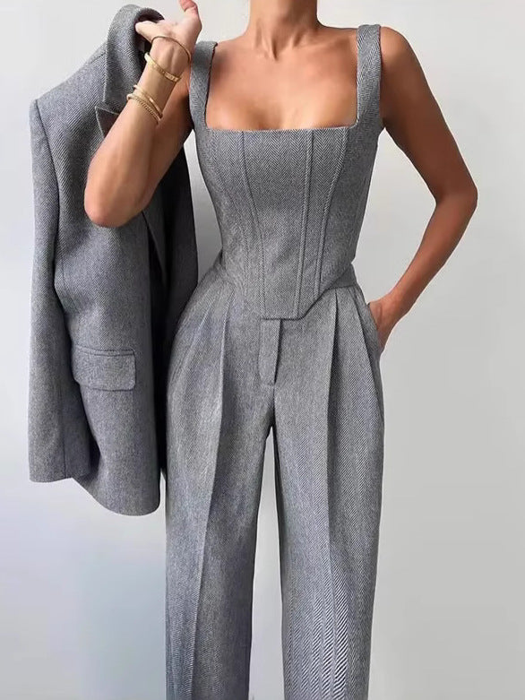 Long coat, vest, and pants three-piece set Colouronova