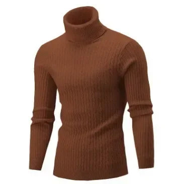 2025 Men's Warm Knitted Sweater Turtleneck Sold  Knitting Pullovers Tops Knitted Sweater Male Jumper All Match Casual Sweater - Colouronova
