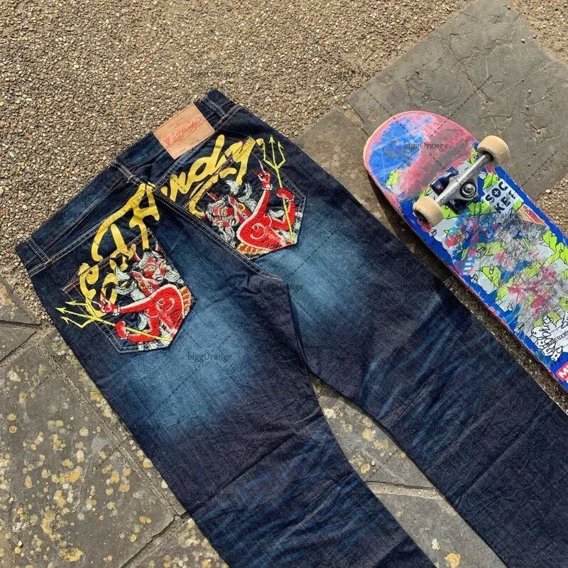 Straight-leg retro loose wide-leg jeans Colouronova