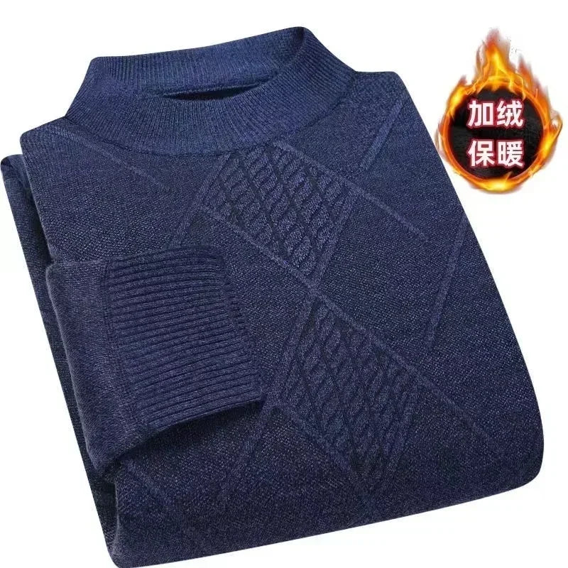 2025 Men's Autumn Winter Warm Sweater Solid Pullovers Male Thick Jumpers Knitwear Round Neck Casual Clothing Knitted Sweater Men - Colouronova