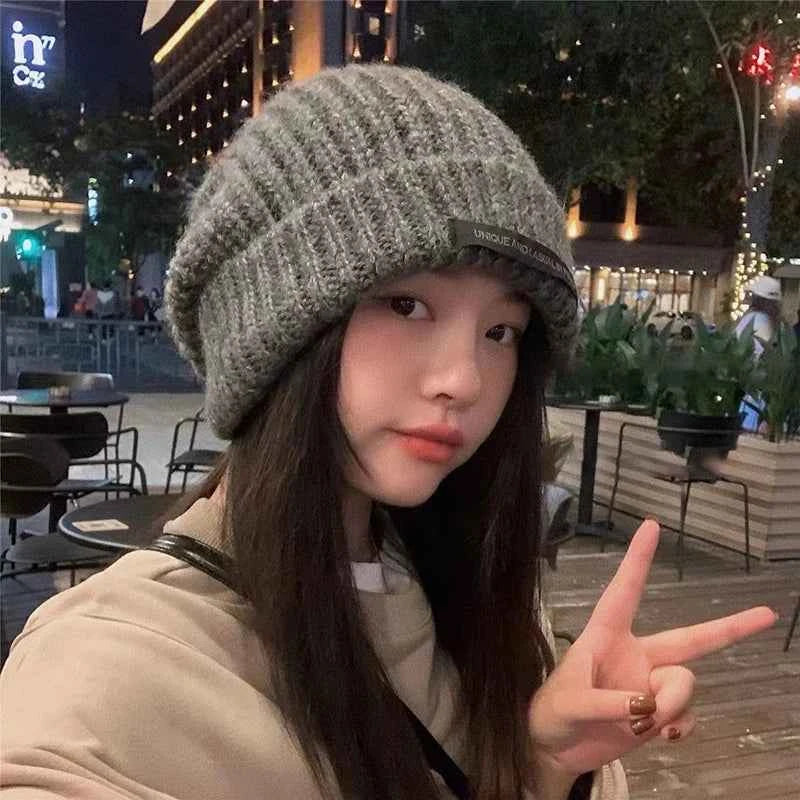 Solid Color Hats Autumn Winter Warm Cap For Women Girls Simple Outdoors Warm Caps Fashion Versatile Daily Casual Caps Gifts