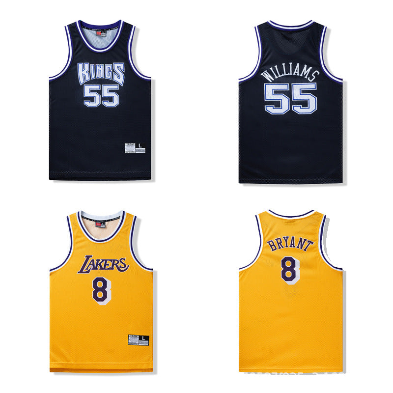 American Retro Mesh Jersey Iverson Maddie Kobe Curry Butler James Digital Print Basketball Vest Colouronova