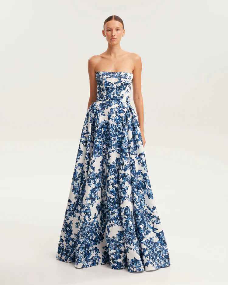 Off-Shoulder 3D Pattern Evening Dress
