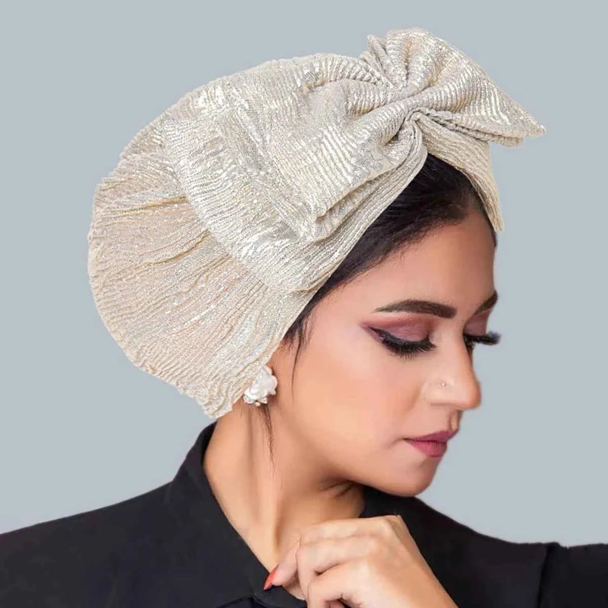 New Fashion Bow Women's Hijab Solid Color Muslim Ladies Turban Bonnet Soft Elastic Head Wrap Head Scarf Indian Hats