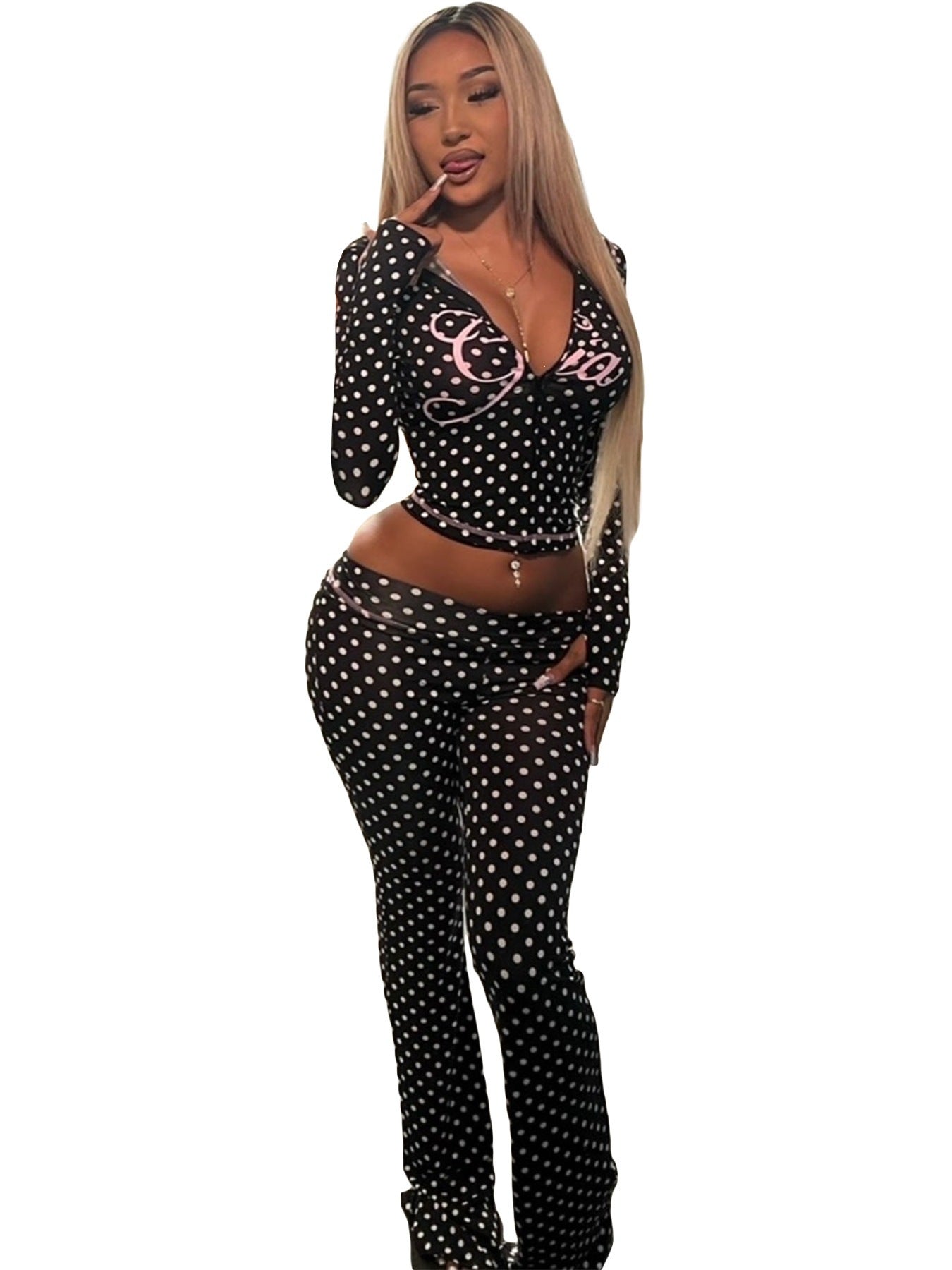 Printed Hooded Long Sleeve Thumb Hole Two Piece Set Colouronova