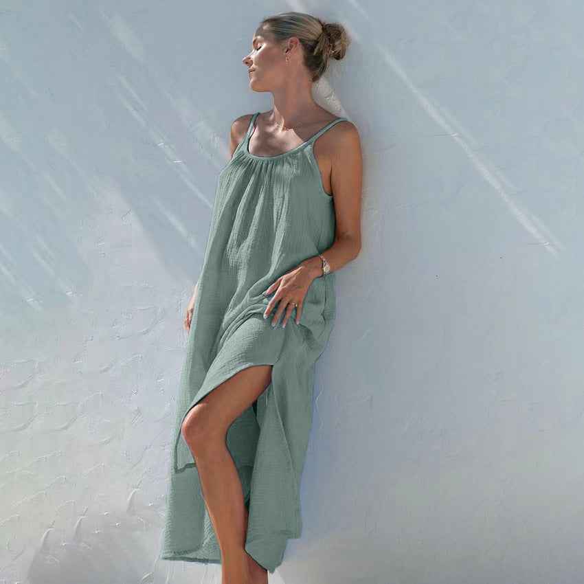 Womens Cotton Sling Nightdress Long Dress