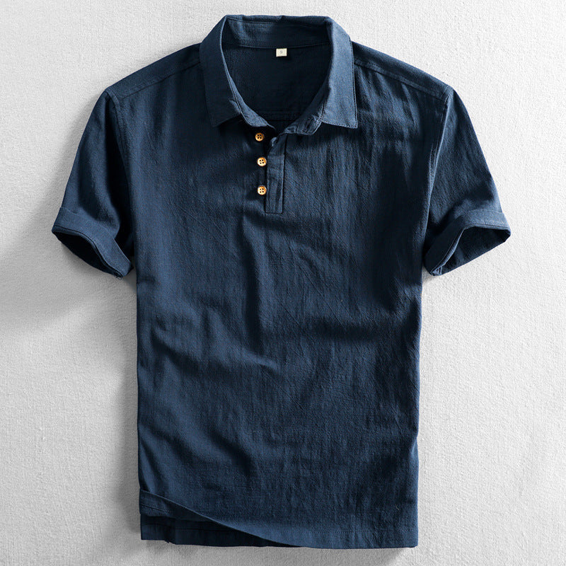Mens Slim Fit Linen Short Sleeve Shirt Colouronova