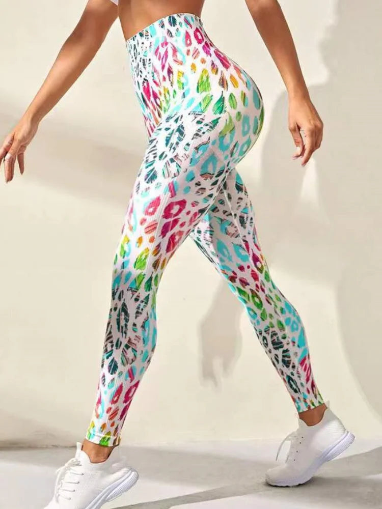 New Tye Die Seamless Yoga Pants 3D Printed Women High Waist Lifting Hip Honey Peach Hip Fitness Gym Leggings Running Sport Pants - Colouronova