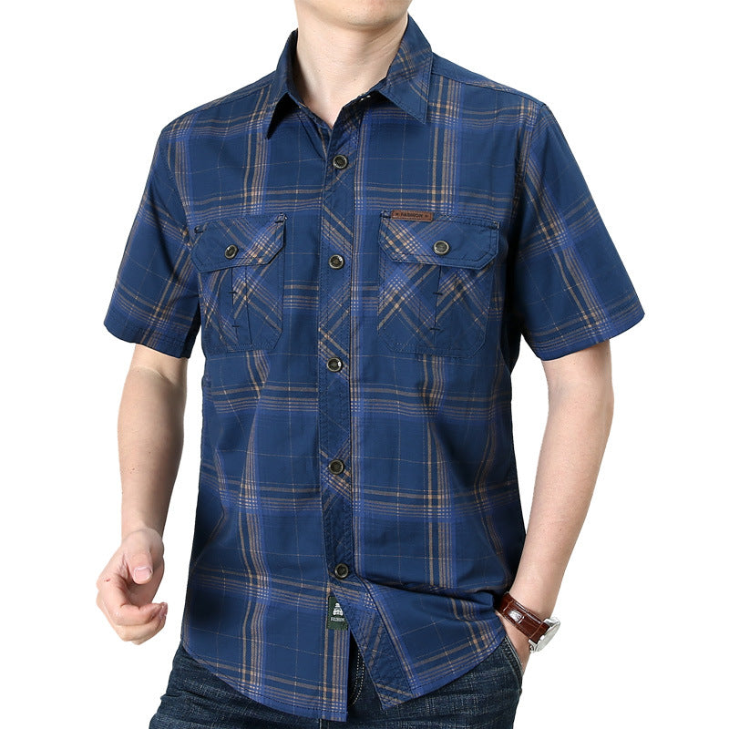 Men's Plaid Short Sleeve Cotton Shirt Colouronova