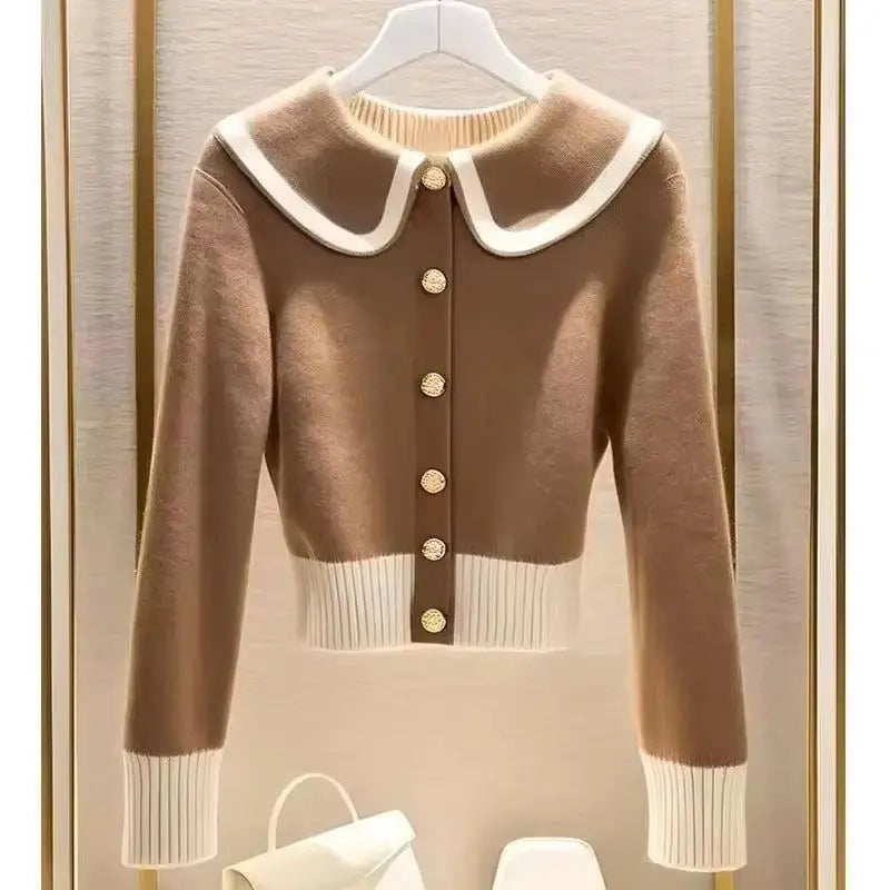 New High Quality Autumn Fashion Short Cardigan Sweater Women  Long Sleeve Casual Knitwear Female Casual Knitted Sweater Tops - Colouronova