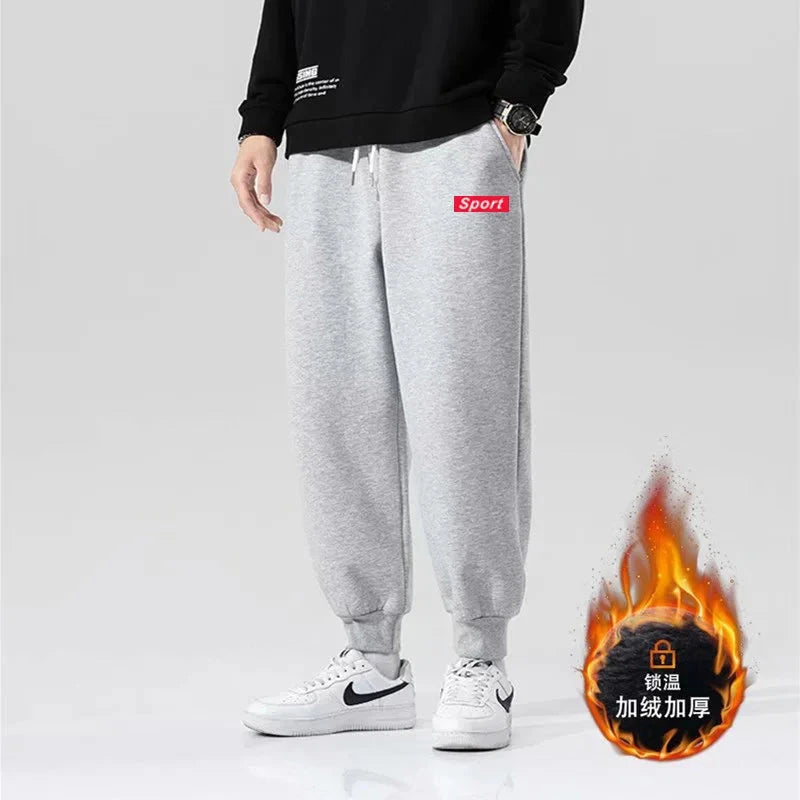 man Men's Casual Pants Leisure sanitary pants men autumn winter new Korean version thick bound feet trendy printed plush pants Colouronova