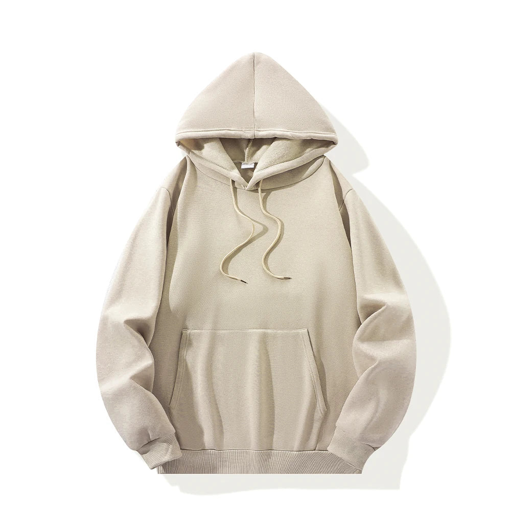 New Autumn Winter Casual Thick Hoodies Men's Top Solid Color Basic Hoodies Sweatshirt Quality Jogger Texture Pullovers - Colouronova