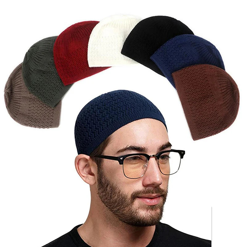 Casual Knitted Muslim Men Prayer Hats Winter Warm Beanies Cap Islamic Ramadan - Colouronova