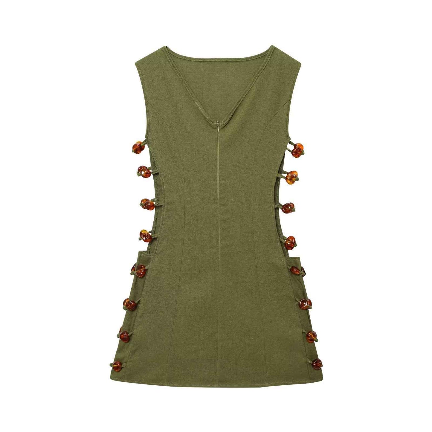 Womens Hollow Out Cotton Linen Dress