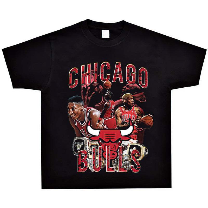 Vintage Basketball Player Print Cotton T-Shirt Colouronova