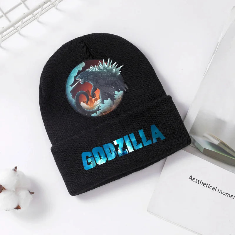 Godzilla Knitted Hat Winter Spring Cool Men Boys Kid Cap Anime Printed Brimless Bonnets Warm Comfortable Beanies Baby Party Gift - Colouronova