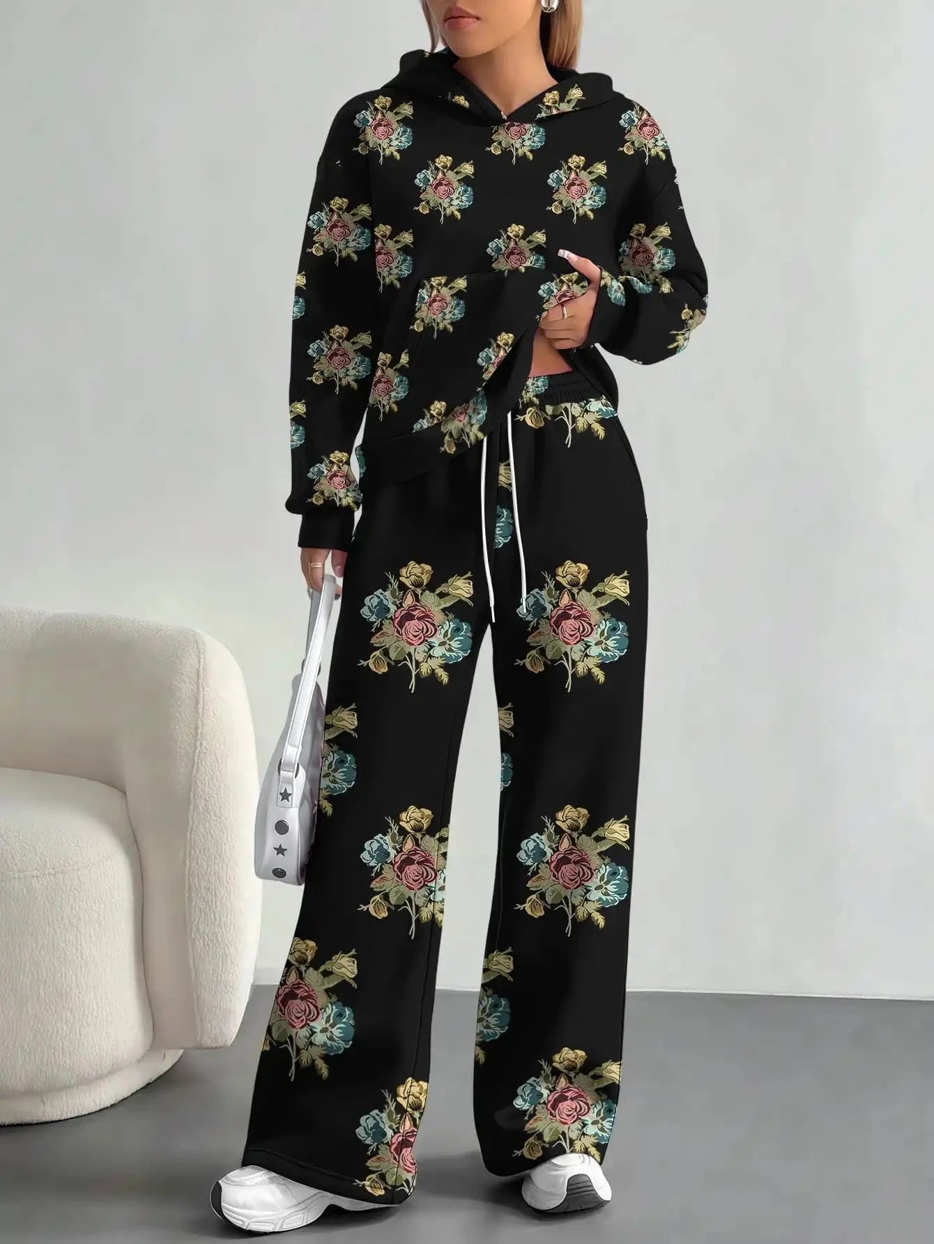 Splicing foreign trade 2025 floral pattern new hot style autumn and winter new fashion casual European and American suits for Colouronova