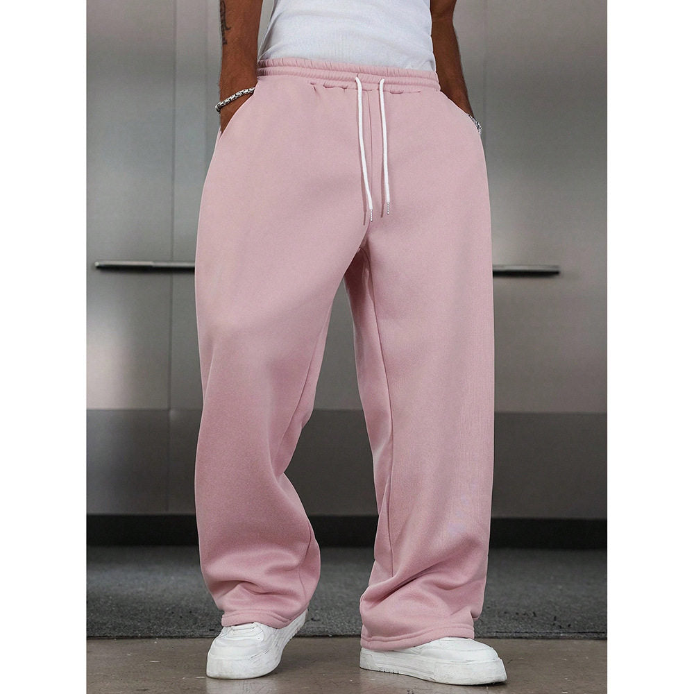Straight-cut sports drawstring jogger pants Colouronova