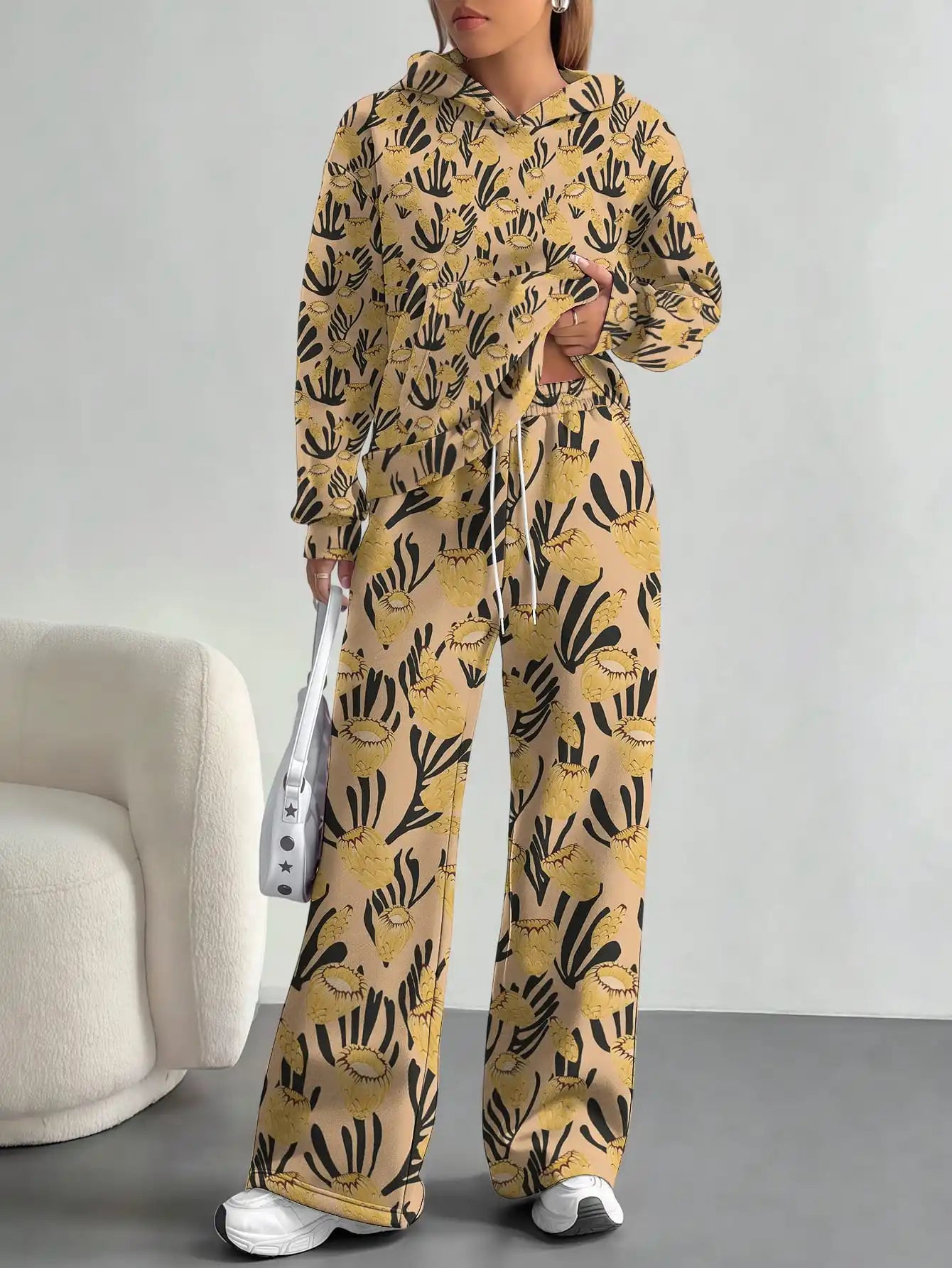 Splicing foreign trade 2025 floral pattern new hot style autumn and winter new fashion casual European and American suits for - Colouronova