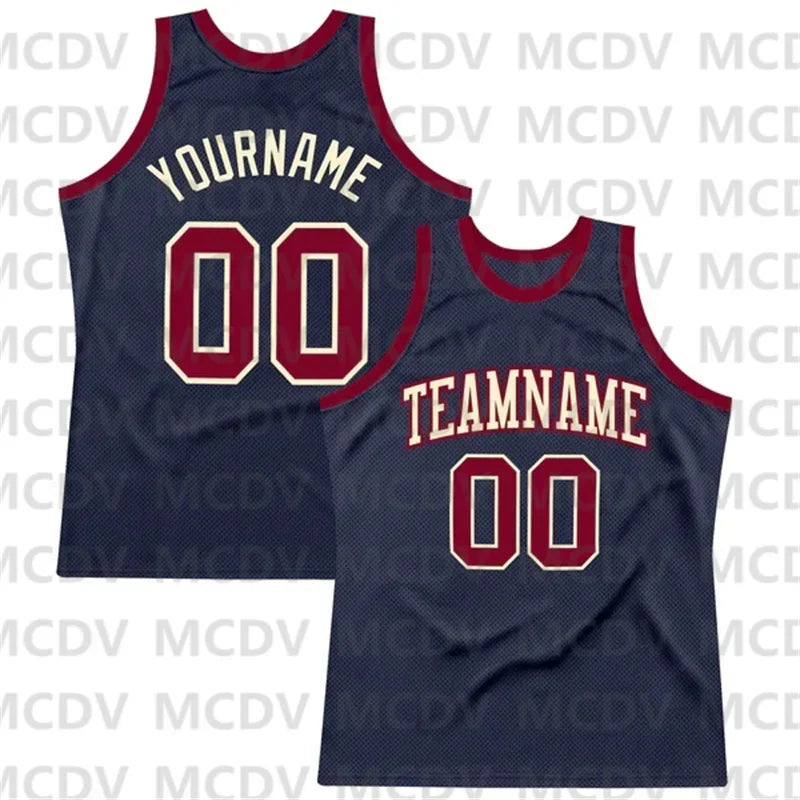 Custom Navy Maroon-Or Authentic Throwback Basketball Jersey Print Team Name Number Vest Game Practice Clothes Adult/Youth - Colouronova