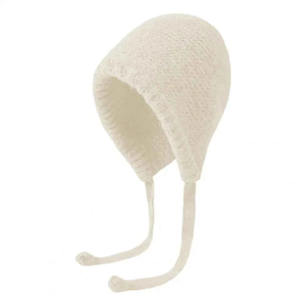 Y2K Cute Beanies Autumn Winter Women Warm Japanese Knit Hat Pile Caps Windproof Ear Protection Tie Pullover Hat Gorro Bonnet