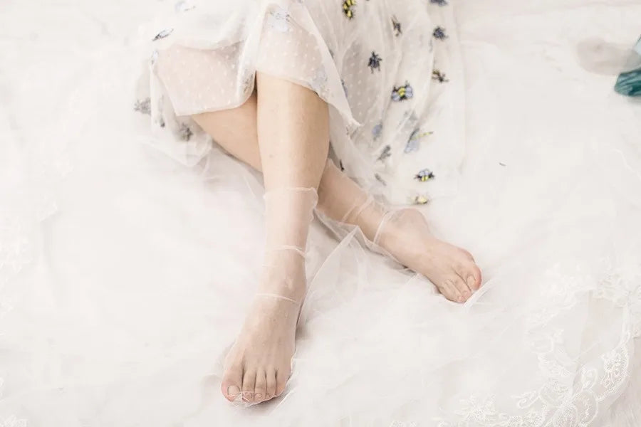 Sexy Lace Mesh Fishnet Socks Mixed Fiber Transparent Stretch Elasticity Ankle Net Yarn Thin Women Cool Socks 1pair=2pcs SLU07 - Colouronova