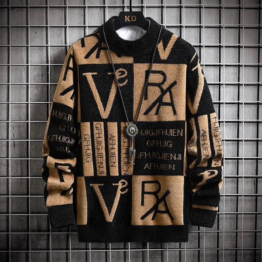 Men Knitted Sweater Stripe Pullovers Printing Round Neck Sweater Autumn/Winter Designer Quality Casual Men Clothing Jumper - Colouronova