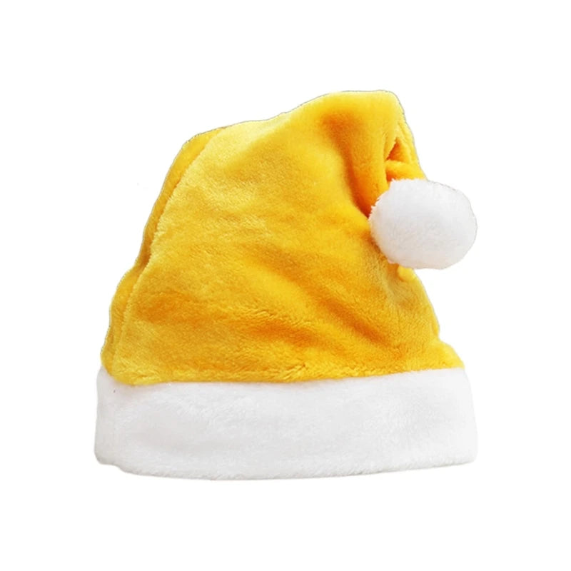 X90F Carnival Santa Claus Thicken Beanie with Pompom Multi Color Adult Warm Velvet Christmas Hats for Women Men Kids Gift - Colouronova