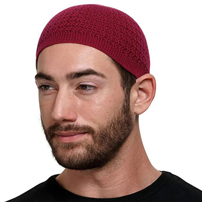 Casual Knitted Muslim Men Prayer Hats Winter Warm Beanies Cap Islamic Ramadan - Colouronova