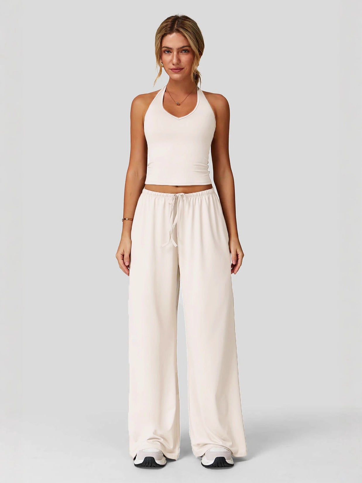 Sleeveless Vest and Wide-Leg Pants Set Colouronova