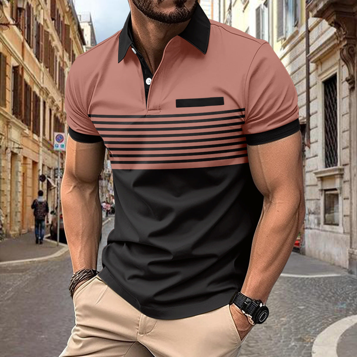 Men's Slim Fit Short Sleeve Polo Shirt Colouronova