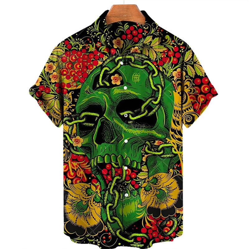 Print Skull Hawaiian Shirt Colouronova