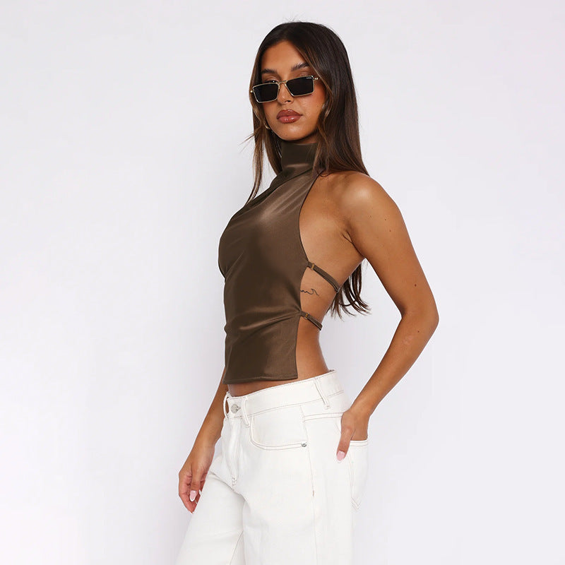 Satin Backless Women Top Colouronova