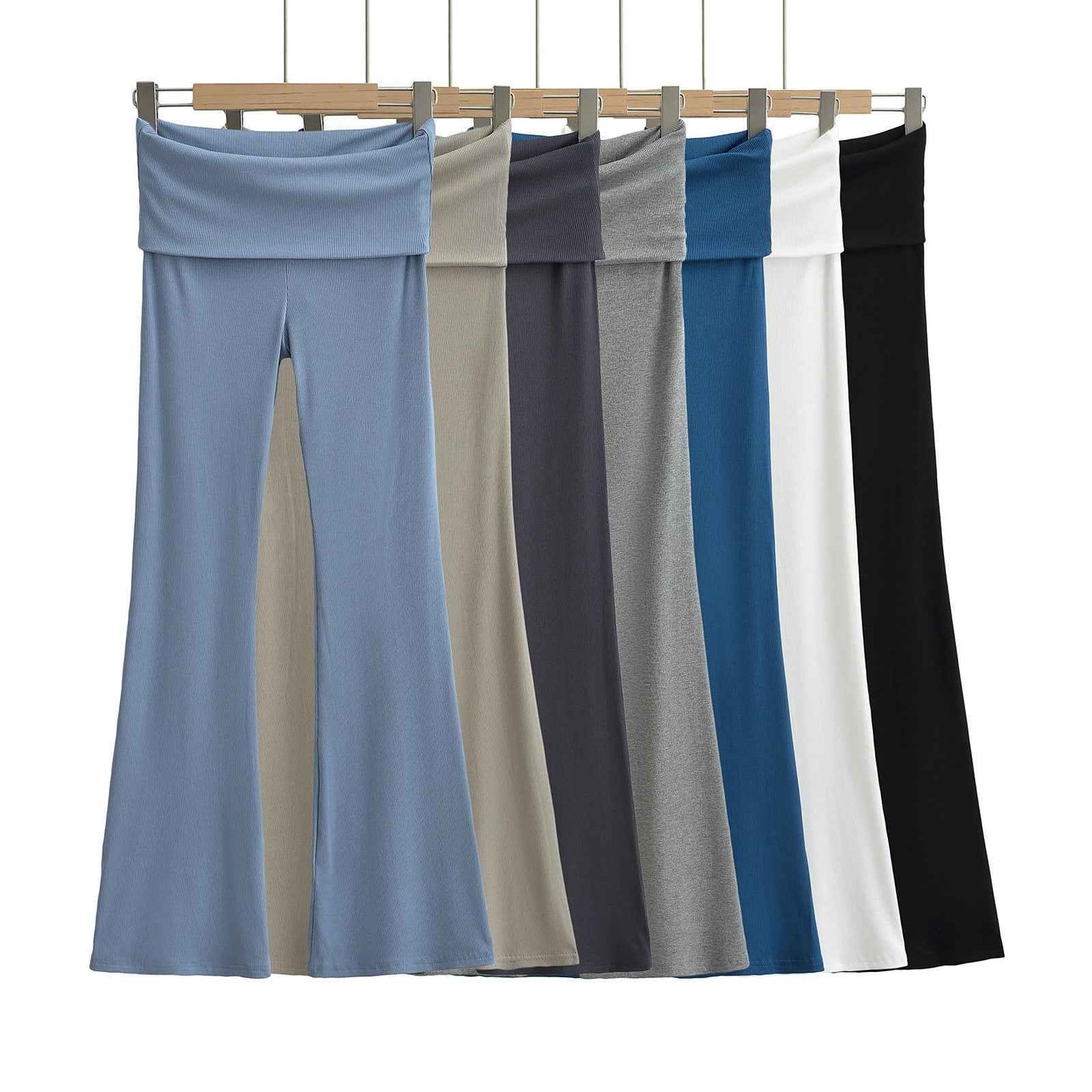 Women's Double Waist Flared Sports Pants