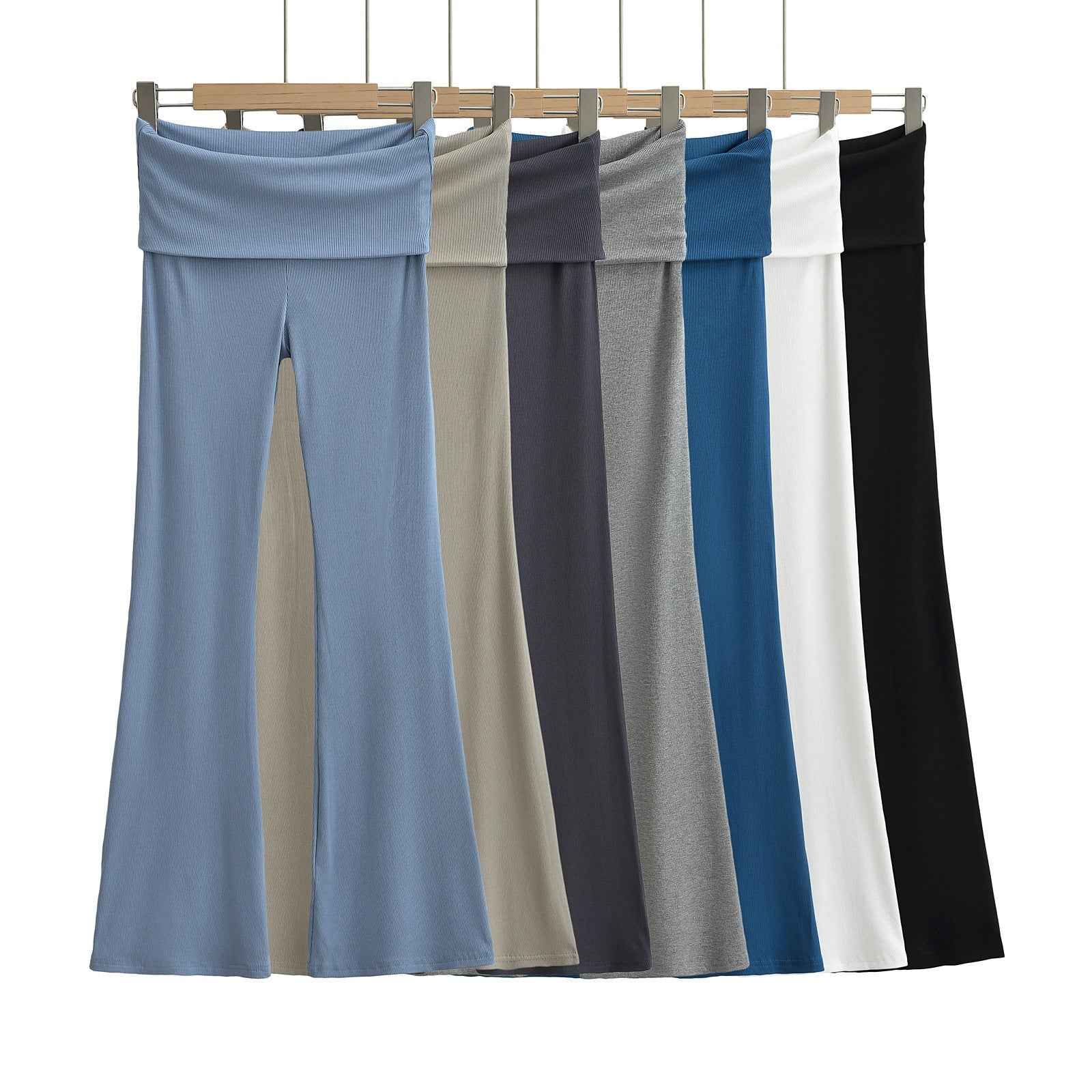 Women's Double Waist Flared Sports Pants