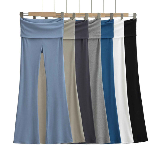 Women's Double Waist Flared Sports Pants