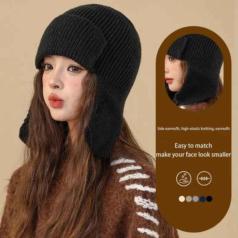 Winter Hat And Gloves Set For Women Elastic Women Knit Hats Women Winter Gloves Knit Beanie Hats Trendy Winter Knit Hats