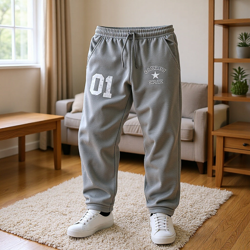 Letter Print Elastic Waist Sweatpants Colouronova