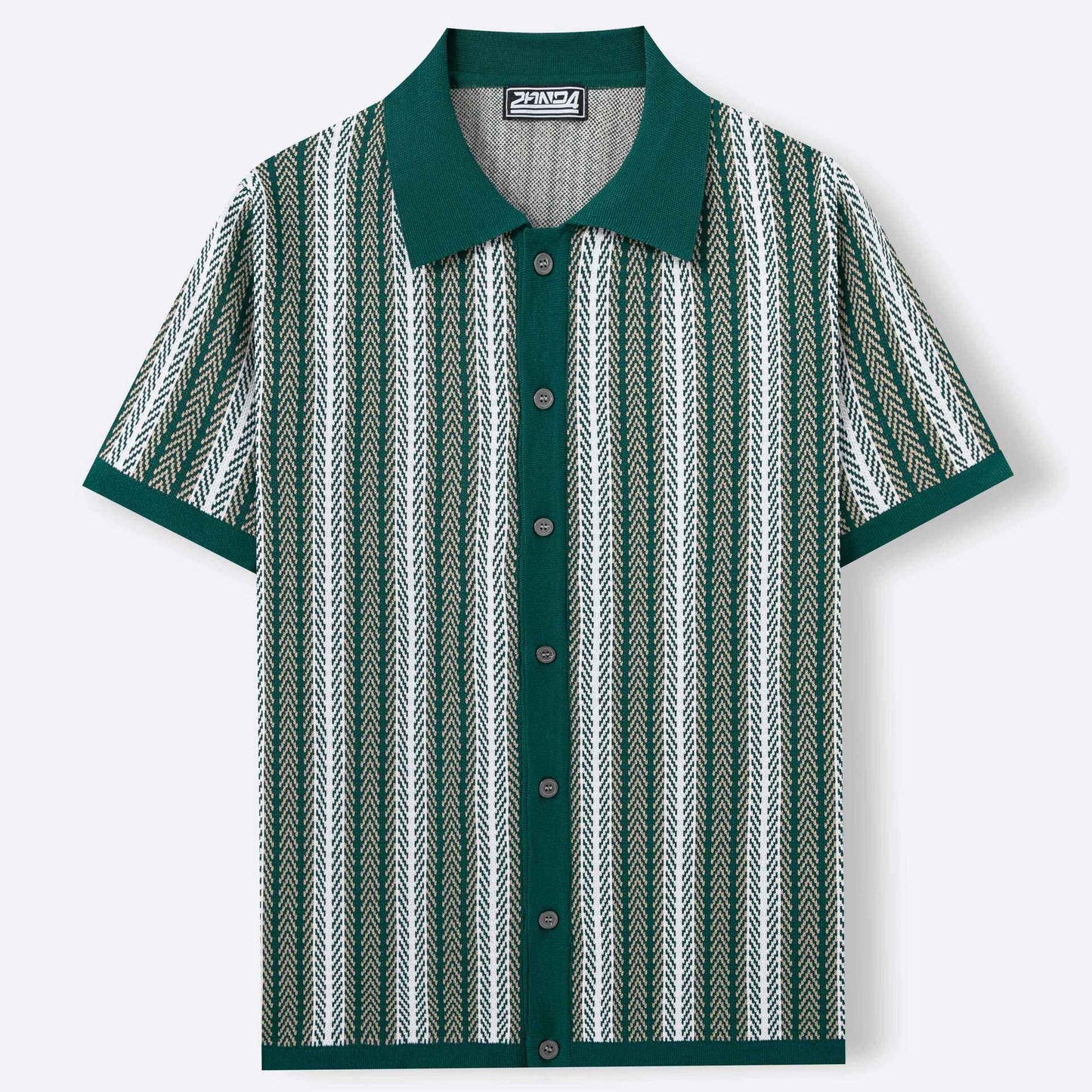Mens Striped Jacquard Polo Shirt